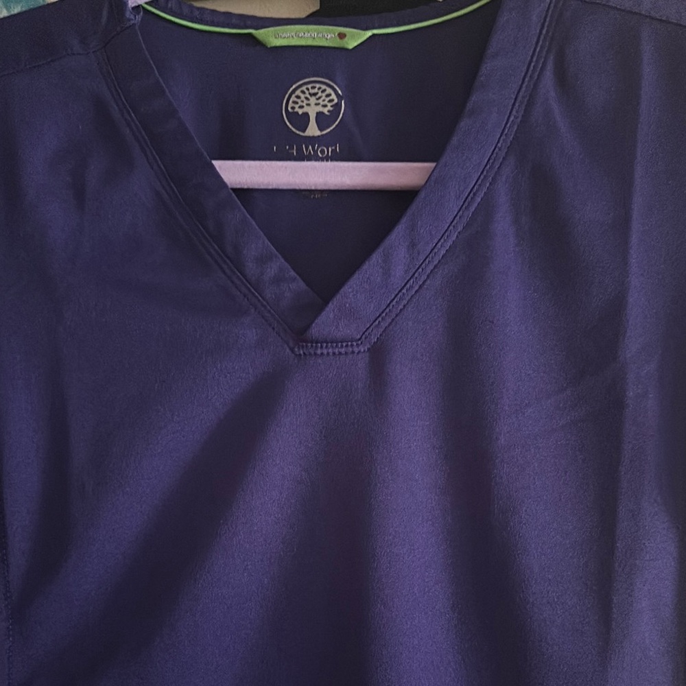 Healing Hands Purple V-Neck Scrub Top